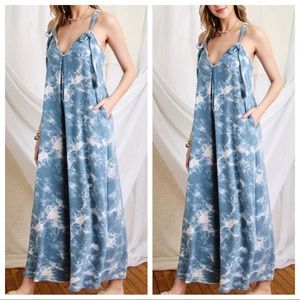 Gorgeous Tie Dye wide leg side pockets jumpsuit